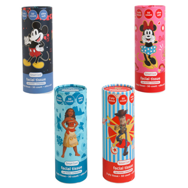 FACIAL TISSUE CANISTER 50CT 2PLY DISNEY ASSORTED MICKEY, MINNIE, MOANA, WOODY