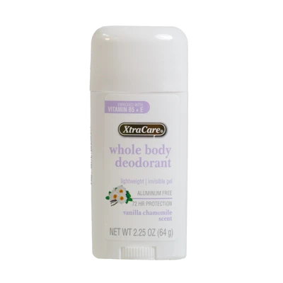 WHOLE BODY DEODORANT STICK 2.25OZ VANILLA CHAMOMILE W/VITAMIN B5+E XTRACARE