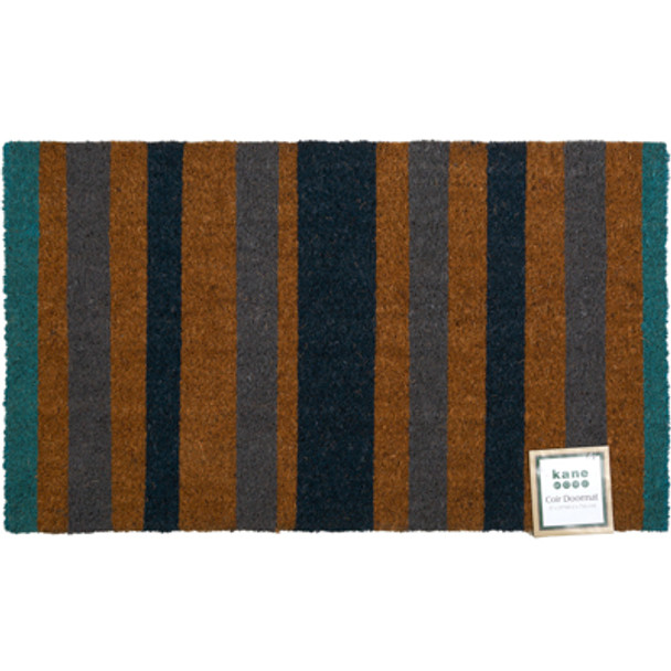 DOORMAT 17X29 BLUE STRIPE VINYL/COIR