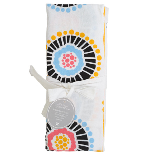 TOWEL 25.19X25.19 FLOUR SACK 2PC BLOOM BUTTON COTTON