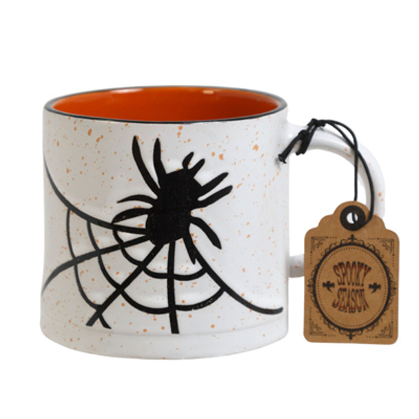 MUG 16OZ SPIDERWEB WHITE/BLACK/ORANGE