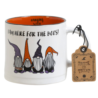 MUG 16OZ I AM HERE FOR THE BOOS WHITE BLACK ORANGE