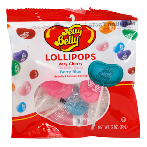 JELLY BELLY LOLLIPOPS 3 OZ PEG BAG