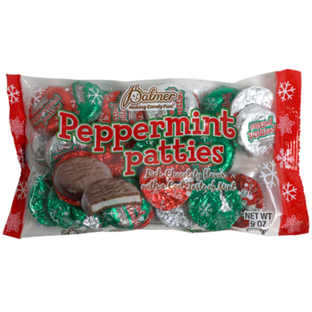 PEPPERMINT PATTIES 9 OZ LAYDOWN BAG CHOCOLATY FLAVOR COUNTER DISPLAY