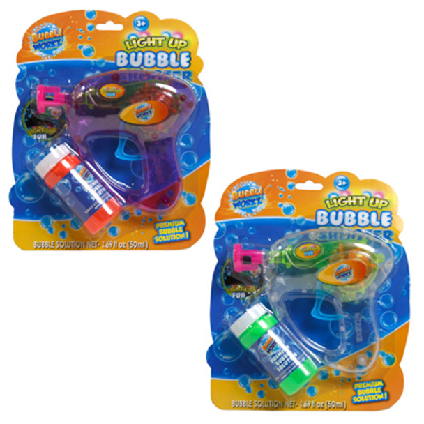 TOY BUBBLE GUN LIGHT UP 2AST BUBBLE SHOOTER/1.69OZ SOLUTION *8.00*