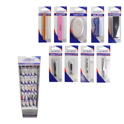NAIL IMPLEMENTS LACROSS 9 ASSORTED 138PC FLOOR DISPLAY