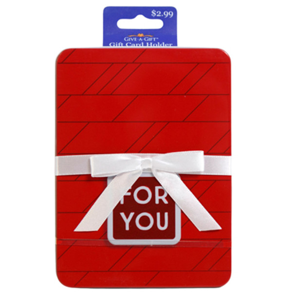 GIFT CARD HOLDER FOR YOU UNIVERSAL RED SLAT TIN BOX PP$2.99 GIVE-A-GIFT