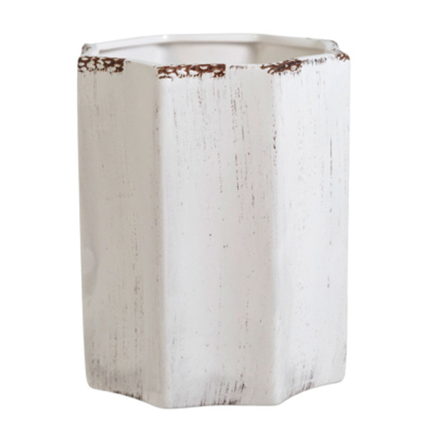 UTENSIL CROCK 7.3IN ANTIQUE WHITE OCTAGON LA CUCINA COLLECTION