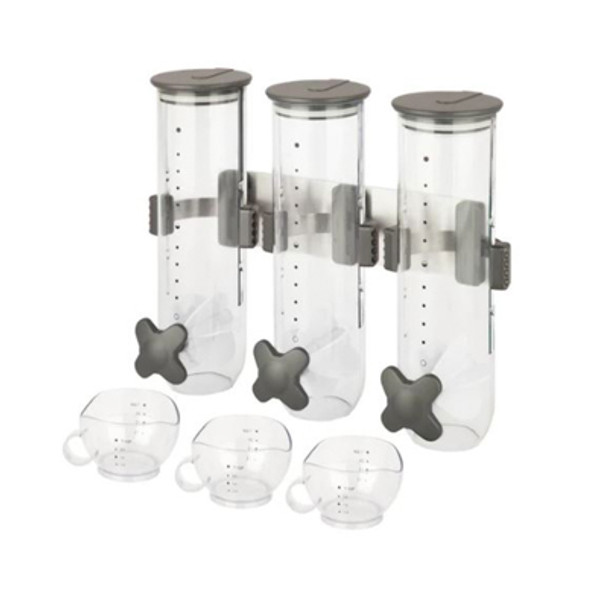 RTA DRY FOOD DISPENSERS TRIPLE CANISTER 9.12X8.37X15.62 SMARTSPACE BROWN BOX (85.99) RTA DRY FOOD DISPENSERS TRIPLE CANISTER 9.12X8.37X15.62 SMARTSPACE BROWN BOX (85.99)