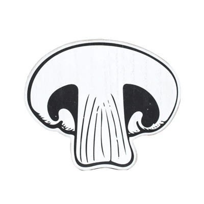 TABLETOP ART 7X6X1 MUSHROOM CUTOUT WHITE/BLACK WOOD (4.00)