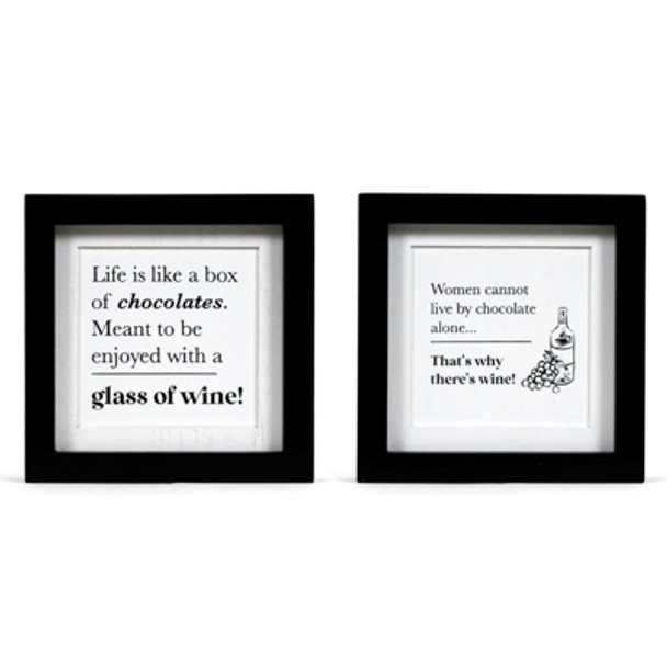 TABLETOP DECOR 8X8X1.5 REVERSIBLE WOMEN/CHOCOLATE WHITE/BLACK WOOD FRAME (7.00) TABLETOP DECOR 8X8X1.5 REVERSIBLE WOMEN/CHOCOLATE WHITE/BLACK WOOD FRAME (7.00)