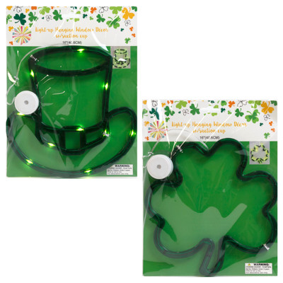 WINDOW LIGHTUP DECOR STPAT SHAMROCK/TOPHAT LR44BATT INCL/INDOOR USE TCD/PB