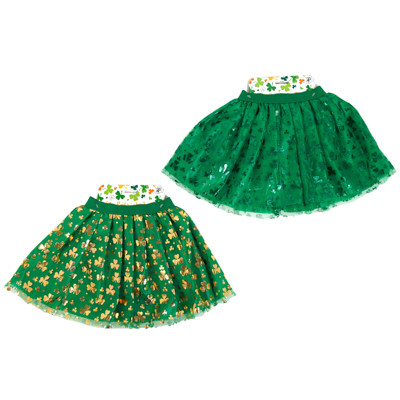 TUTU ST PAT GIRLS DRESSUP 2 LAYER GREEN OR GOLD SHAMROCK HOTSTAMP STPAT/TCD