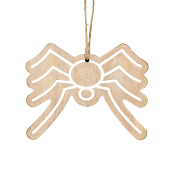 ORNAMENT 5X4X.25 SPIDER NEUTRAL/WHITE WOOD (3.00)