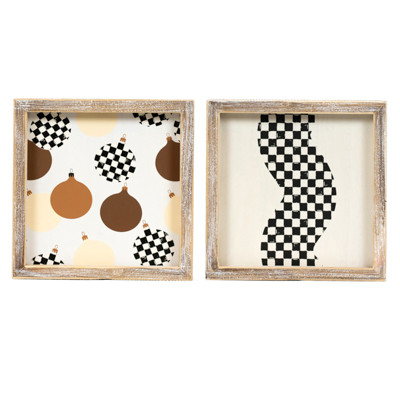 WALL ART 8X8X1.5 REVERSIBLE BALLS/SQUIGGLE WOOD (18.00)