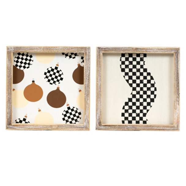 WALL ART 8X8X1.5 REVERSIBLE BALLS/SQUIGGLE WOOD (9.00)