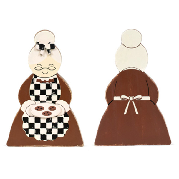 TABLETOP DECOR 4X6X1 REVERSIBLE MRS CLAUS CHUNKY CUTOUT WOOD (5.00) TABLETOP DECOR 4X6X1 REVERSIBLE MRS CLAUS CHUNKY CUTOUT WOOD (5.00)