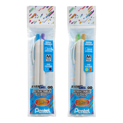 PENS 2CT PENTEL ASSORTED COLOR INK ENERGEL RETRACTABLE .7MM