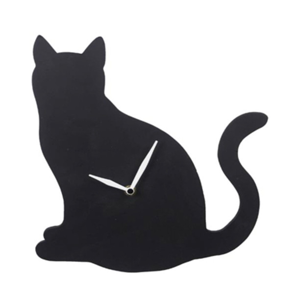 WALL CLOCK 10.43X1.57X12.2 CAT CUTOUT WOOD WALL CLOCK 10.43X1.57X12.2 CAT CUTOUT WOOD