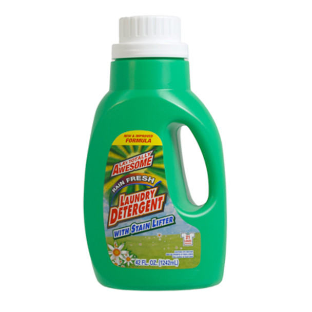 LAUNDRY DETERGENT 42OZ RAIN FRESH GREEN BOTTLE LA'S TOTALLY AWESOME