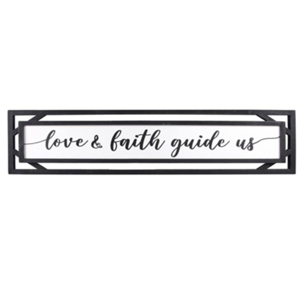 WALL SIGN 36X9 LOVE&FAITH BLACK/WHITE  WOOD