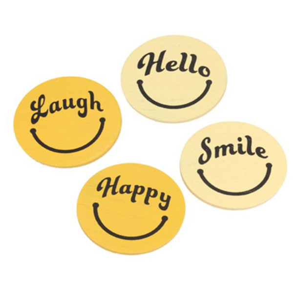 MAGNETS 4AST 2.5X2.5 SUNNY DAYS SMILEY FACE WOOD MAGNETS 4AST 2.5X2.5 SUNNY DAYS SMILEY FACE WOOD