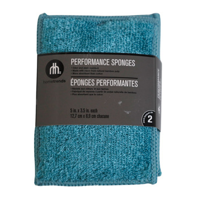 PERFORMANCE SPONGES BAMBOO TEAL 2PK 5 X 3.5 PEGGABLE