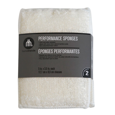 PERFORMANCE SPONGES BAMBOO WHITE 2PK 5 X 3.5 PEGGABLE