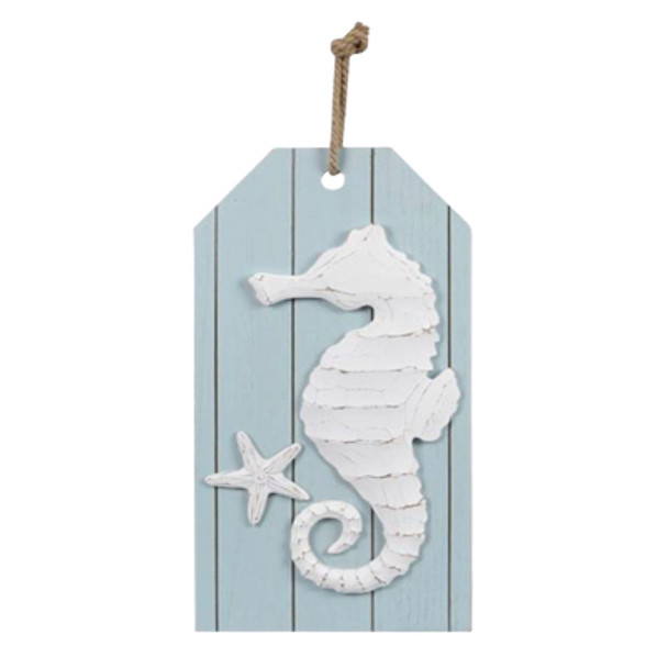 WALL ART 10X1.25X20 NAUTICAL SEAHORSE WOOD