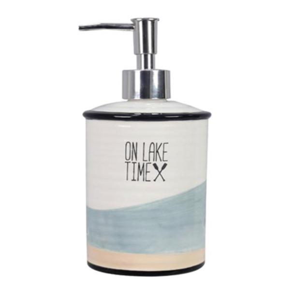 SOAP/LOTION DISPENSER 3.22X3.22X7.48 LAKE VIBES CERAMIC