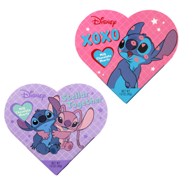 DISNEY STITCH CRISPY CHOCOLATY HEART BOX 1.6 OZ IN COUNTER DISPLAY