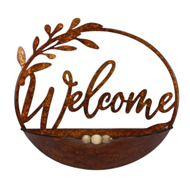 WALL POCKET PLANTER 11.5X3.5X12.5 WELCOME METAL