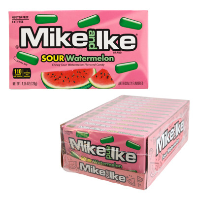 MIKE & IKE SOUR WATERMELON 4.25 OZ THEATER BOX COUNTER DISPLAY