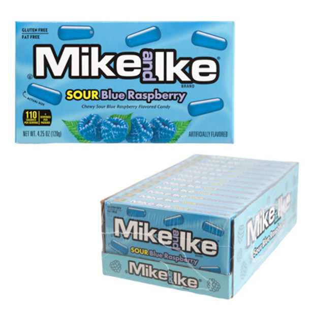 MIKE & IKE SOUR BLUE RASPBERRY 4.25 OZ THEATER BOX COUNTER DISPLAY