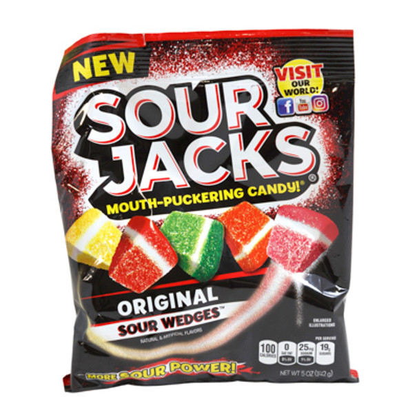 SOUR JACKS ORIGINAL SOUR WEDGES 5 OZ PEG BAG