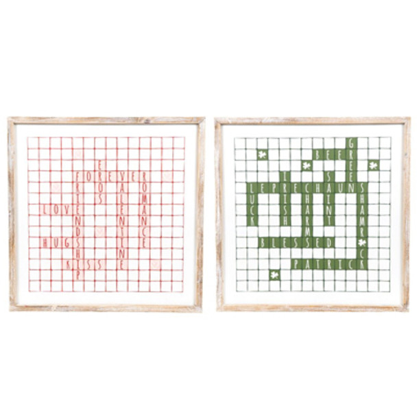 WALL ART 14X14X1.5 REVERSIBLE LOVE/LUCK WOOD (14.00)