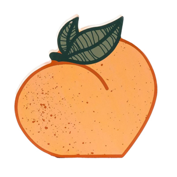 TABLETOP DECOR 5X5X1 CHUNKY PEACH ORANGE/GREEN WOOD (4.00)