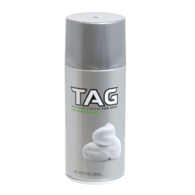 TAG SHAVE CREAM 10OZ SENSITIVE DO NOT SELL IN CA