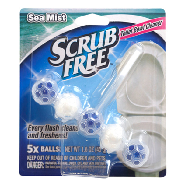 TOILET BOWL CLEANING & REFRESHING BALLS 5PK SCRUB FREE SEA MIST 12PC PDQ