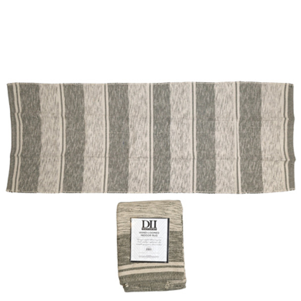 RUG 2.3X6 SHADOW STRIPE HAND DYED ARTICHOKE VARIEGATED RECYCLED FIBER RUG 2.3X6 SHADOW STRIPE HAND DYED ARTICHOKE VARIEGATED RECYCLED FIBER