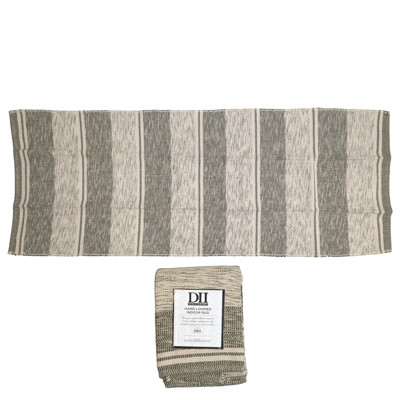 RUG 2.3X6 SHADOW STRIPE HAND DYED ARTICHOKE VARIEGATED RECYCLED FIBER