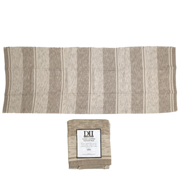 RUG 2.3X6 SHADOW STRIPE HAND DYED BROWN VARIEGATED RECYCLED FIBER RUG 2.3X6 SHADOW STRIPE HAND DYED BROWN VARIEGATED RECYCLED FIBER