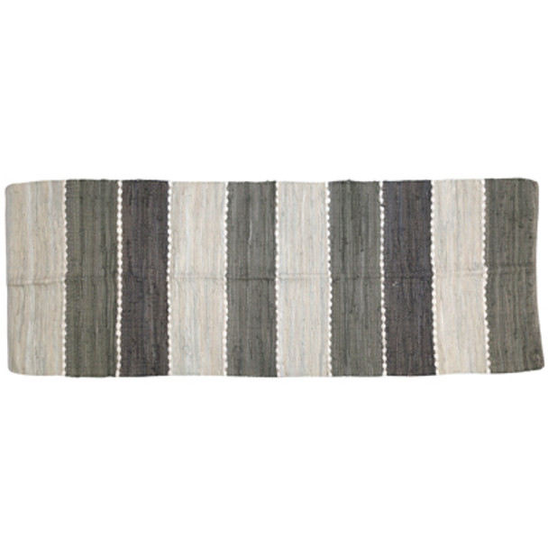 RUG 2.3X6 REVERSIBLE COLOR BLACK CHINDI HAND DYED GRAY COTTON