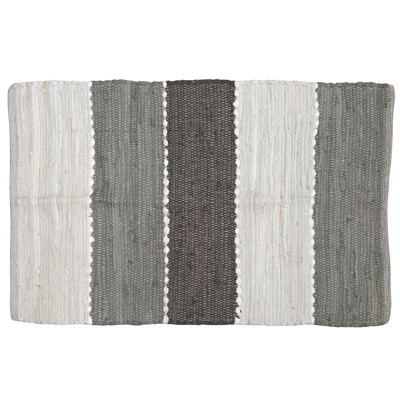 RUG 2X3 REVERSIBLE COLOR BLACK CHINDI  HAND DYED GRAY COTTON