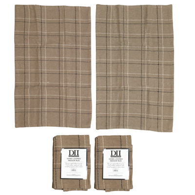 RUGS 2X3 2PC SET REVERSIBLE RUSTIC PLAID HAND DYED STONE RECYCLED FIBER