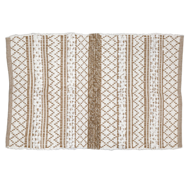 RUG 2X3  REVERSIBLE SLUB STRIPE PAPER CHINDI HANDLOOMED STONE/WHITE 43COTTON/32POLYPROPYLEN/25POLYESTER