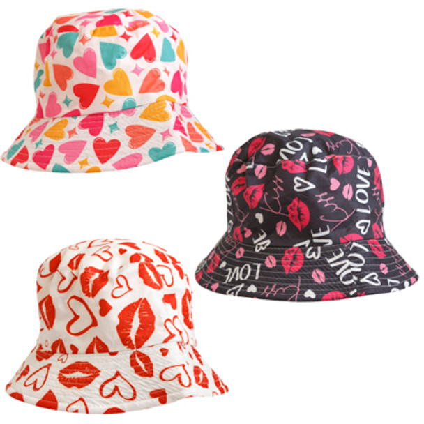 HAT VALENTINE 3AST PRINT BUCKET STYLE ADULT SIZE/VAL HT/JHOOK