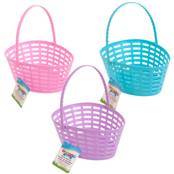 EASTER BASKET EGG SHAPE WOVEN PLASTIC 3AST 9.5 X 8.4 X 3.75IN HT EASTER BASKET EGG SHAPE WOVEN PLASTIC 3AST 9.5 X 8.4 X 3.75IN HT
