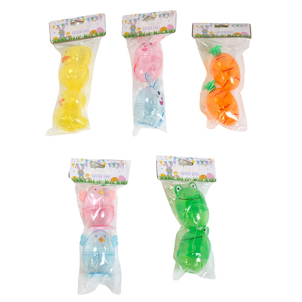 EASTER CANDY CONTAINER 2PK 3D CHICK/FROG/CARROT/BUNNY/DUCK EASTER PBH/INSERT