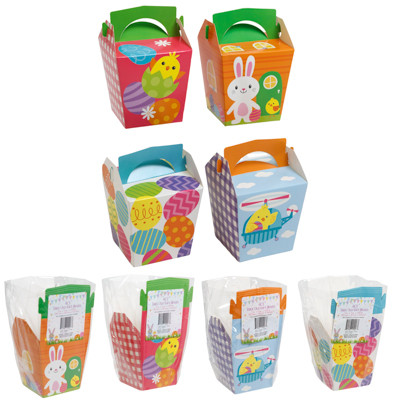 EASTER TAKE OUT BOXES 4PK PRINTED 4SQ IN OPENING PBLABEL